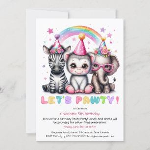 Glitter Safari Verjaardagsfeest Schattigee Zebra,  Kaart