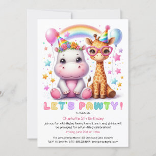 Glitter Safari Verjaardagsfeestje Schattige Giraff Kaart