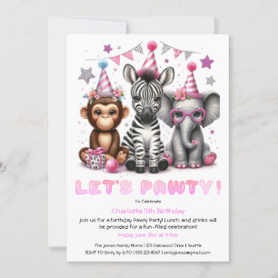 Glitter Safari Verjaardagsuitnodiging Schattige Mo Kaart