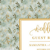 Glitter Sage Green en Gold Wedding Guest Book Gastenboek
