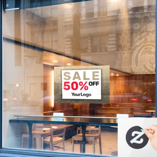 Glitter Sale Bord Kleine Zakelijke Eigenaar     Raamsticker (Cafe Raam)