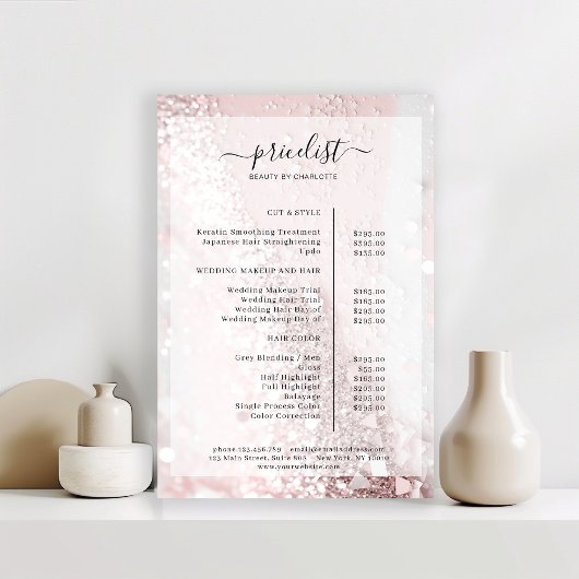 Glitter Salon prijslijst Poster