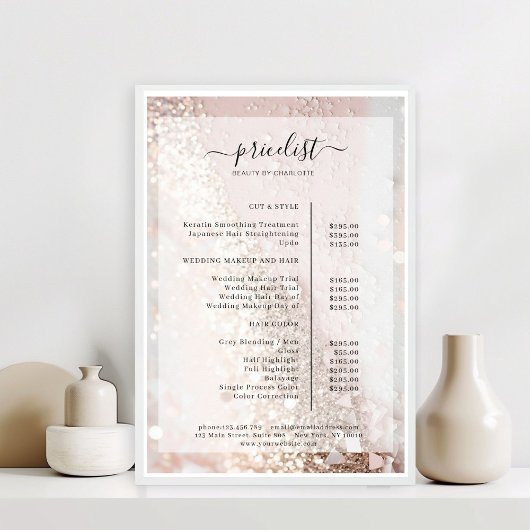 Glitter Salon prijslijst Poster