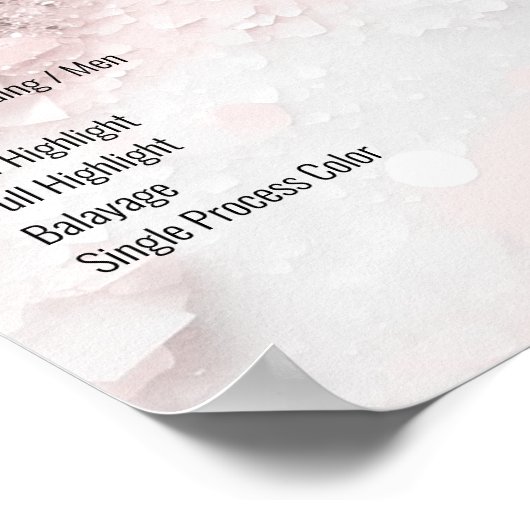 Glitter Salon prijslijsten Poster (Hoek)