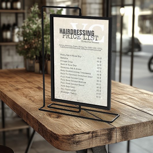 Glitter Sand Hairdressing Service Price List Flyer