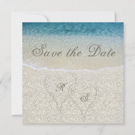 Glitter Sandy Beach Bruiloft Save the Date Kaart (Voorkant)