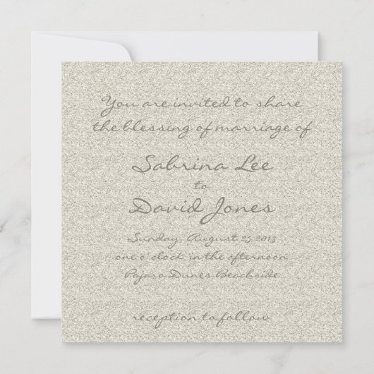 Glitter Sandy Beach Weddenschap Kaart (Achterkant)
