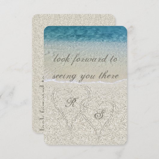 Glitter Sandy Beach Wedding rsvp (Voorkant / Achterkant)
