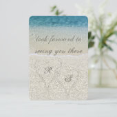Glitter Sandy Beach Wedding rsvp Kaartje (Staand voorkant)