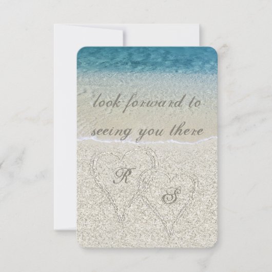 Glitter Sandy Beach Wedding rsvp Kaartje (Voorkant)