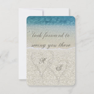 Glitter Sandy Beach Wedding rsvp Kaartje