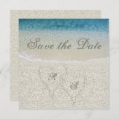 Glitter Sandy Beach Wedding Save the Date Kaart (Voorkant / Achterkant)