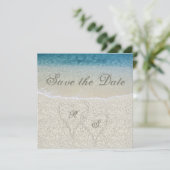 Glitter Sandy Beach Wedding Save the Date Kaart (Staand voorkant)