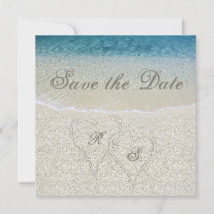 Glitter Sandy Beach Wedding Save the Date Kaart