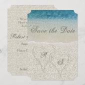 Glitter Sandy Beach Wedding Save the Date Kaart (Voorkant / Achterkant)