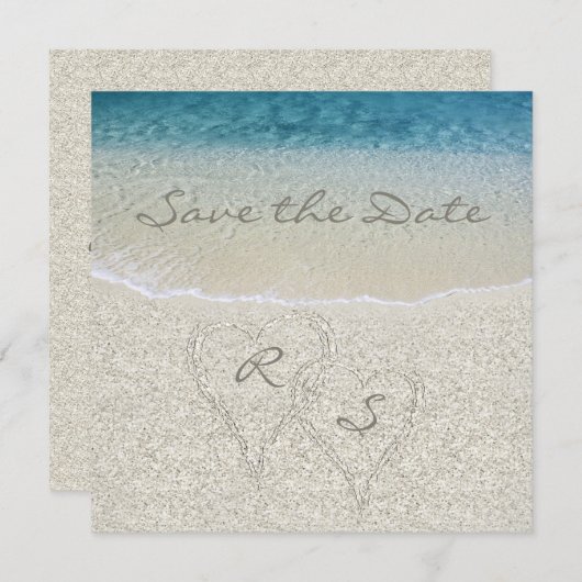 Glitter Sandy  Bruiloft op het strand Save the Dat Save The Date (Voorkant / Achterkant)