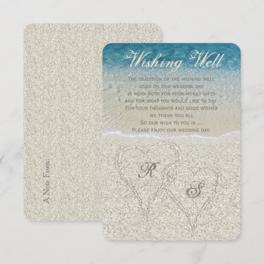 Glitter Sandy Bruiloft Wishing Well Informatiekaartje (Voorkant / Achterkant)