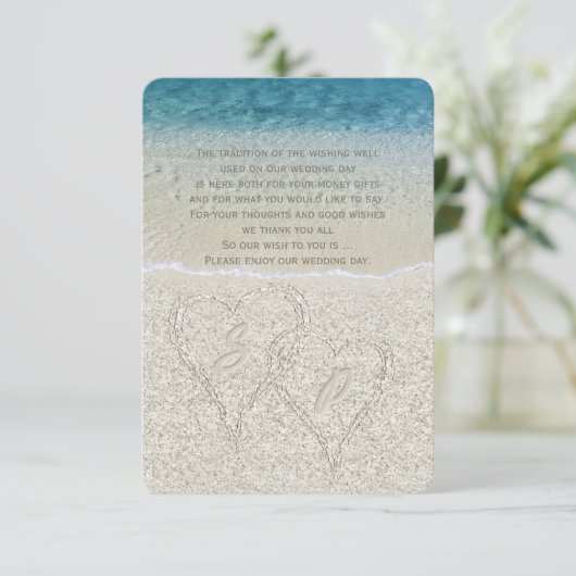 Glitter Sandy Bruiloftswensput Strand Kaart (Staand voorkant)