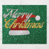 Glitter Santa Hat Bier Etiket (Enkel label)