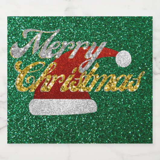 Glitter Santa Hat Bier Etiket (Enkel label)