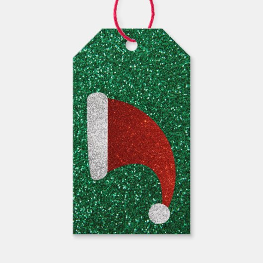 Glitter Santa Hat Cadeaulabel (Voorkant)