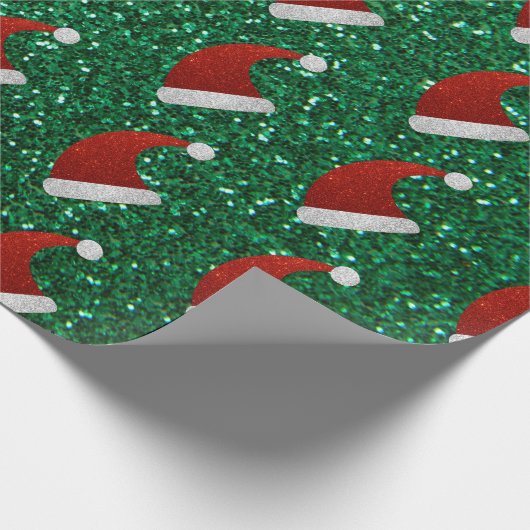 Glitter Santa Hat Cadeaupapier (Hoek)