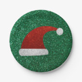 Glitter Santa Hat Papieren Bordje (Voorkant)