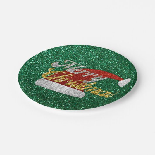 Glitter Santa Hat Papieren Bordje (Gekanteld)