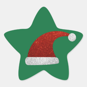 Glitter Santa Hat Ster Sticker