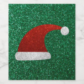 Glitter Santa Hat Wijn Etiket (Enkel label)