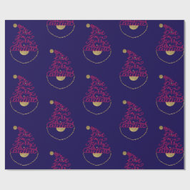 Glitter Santa Script Cute Modern Christmas  Cadeaupapier