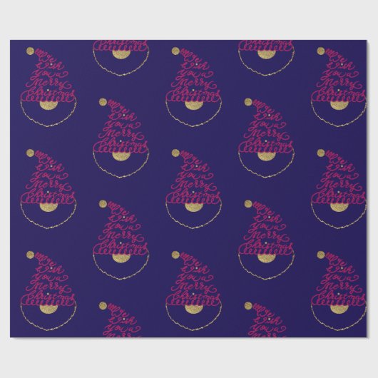 Glitter Santa Script Cute Modern Christmas  Cadeaupapier (Vlak)