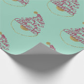 Glitter Santa Script Cute Modern Christmas  Cadeaupapier (Hoek)