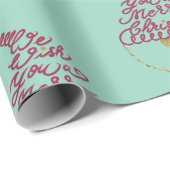 Glitter Santa Script Cute Modern Christmas  Cadeaupapier (Rol Hoek)