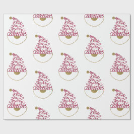 Glitter Santa Script Cute Modern Christmas  Cadeaupapier