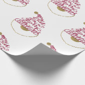 Glitter Santa Script Cute Modern Christmas  Cadeaupapier (Hoek)