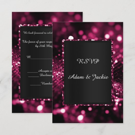 GLITTER SATIJN ELEGANT LUXE rsvp Kaart (Voorkant / Achterkant)