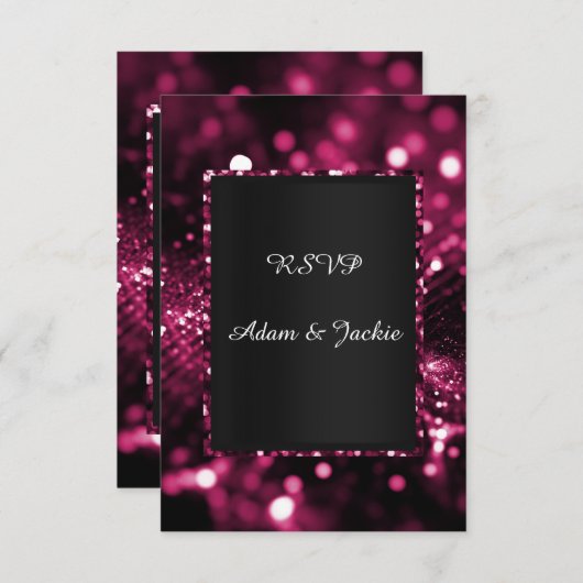 GLITTER SATIN ELEGANTE LUXE RSVP KAART (Voorkant / Achterkant)