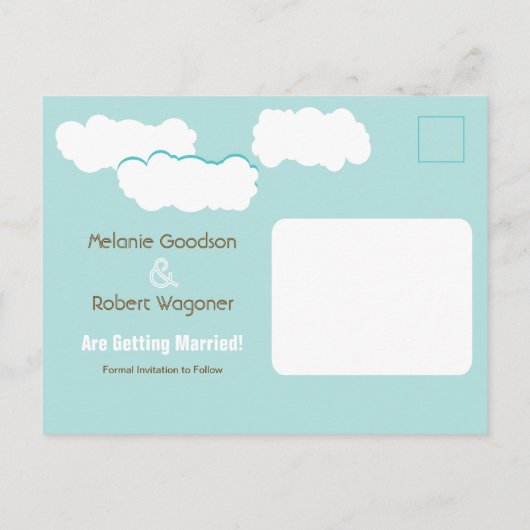 Glitter Save The Date Briefkaart Aqua (Achterkant)