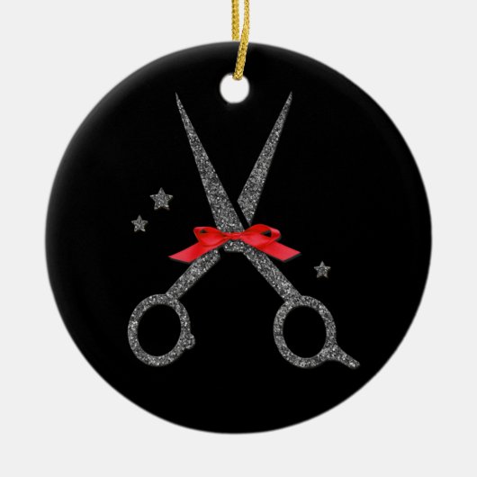Glitter-schaar - Haardestraalstylist kerst Keramisch Ornament (Voorkant)