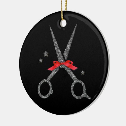 Glitter-schaar - Haardestraalstylist kerst Keramisch Ornament (Links)