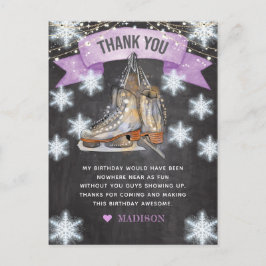 Glitter schaatsen meisje verjaardag briefkaart