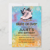 Glitter schaatsen partij 8e verjaardag kaart (Voorkant)