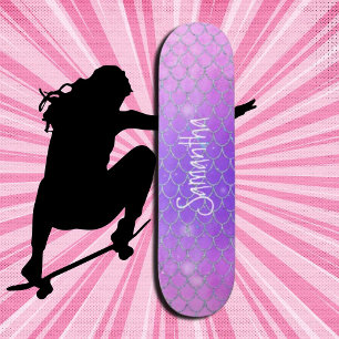 Glitter Schattige paarse roze chic Persoonlijk Skateboard