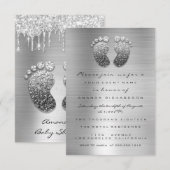Glitter-schijven met zilver grijs Baby shower roet Kaart (Voorkant / Achterkant)