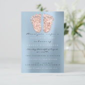 Glitter-schijven Roos blauw Baby shower Kaart (Staand voorkant)