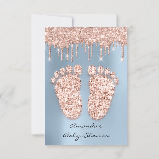 Glitter-schijven Roos blauw Baby shower Kaart (Achterkant)