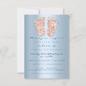 Glitter-schijven Roos blauw Baby shower Kaart (Voorkant)