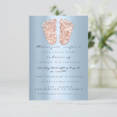 Glitter-schijven Roos blauw Baby shower Kaart (Staand voorkant)