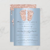 Glitter-schijven Roos blauw Baby shower Kaart (Voorkant / Achterkant)